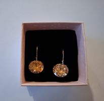 Ohrhänger, hellbraune Glitzersteine, 925 Silber