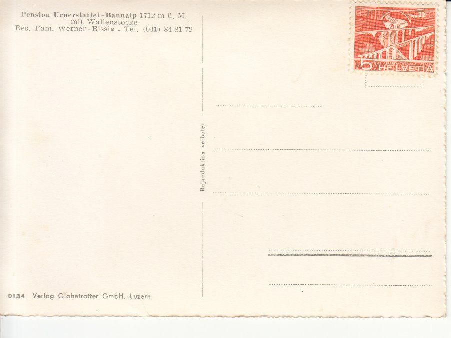 Cartoline postali: Bannalp Urnerstaffel ca. 1950 – Usato da Bürglen TG venduto da StampGraf 1