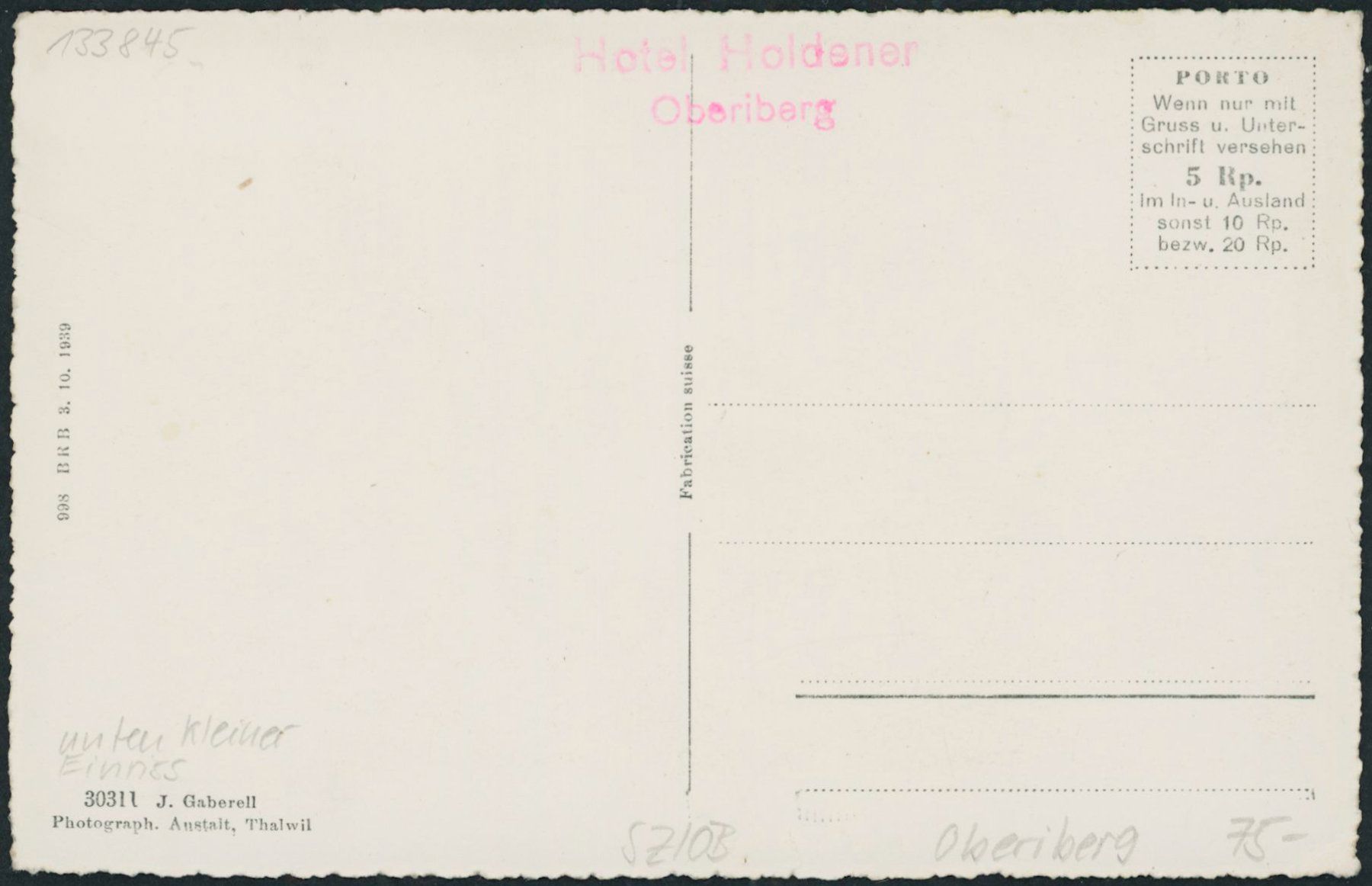Cartes postales: SZ Oberiberg – Neuf (Voir description) à Schindellegi par Jonathan77 1