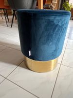Edler Samt Hocker in Petrol / Gold - Top Zustand!