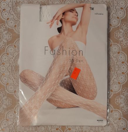 Migros Fashion Netz-Strumpfhose "Edelweiss" 30DEN GrXL Weiss