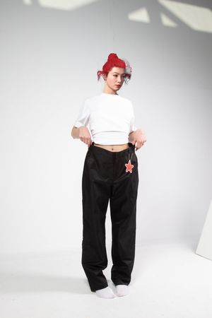 Love Hotel Dark blue pants nylon straight cut