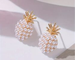 Sommerliche Ananas Ohrringe mit Perlen