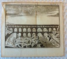 💚 ORIGINAL KUPFERSTICH VUE DU PONT DU GARD ANTIK 1780 🇨🇭