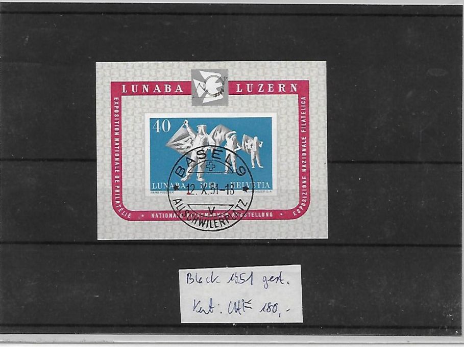 Tutti i francobolli: Block 1951 gest. Kat: CHF 180.- – Usato da Basel venduto da Ilp