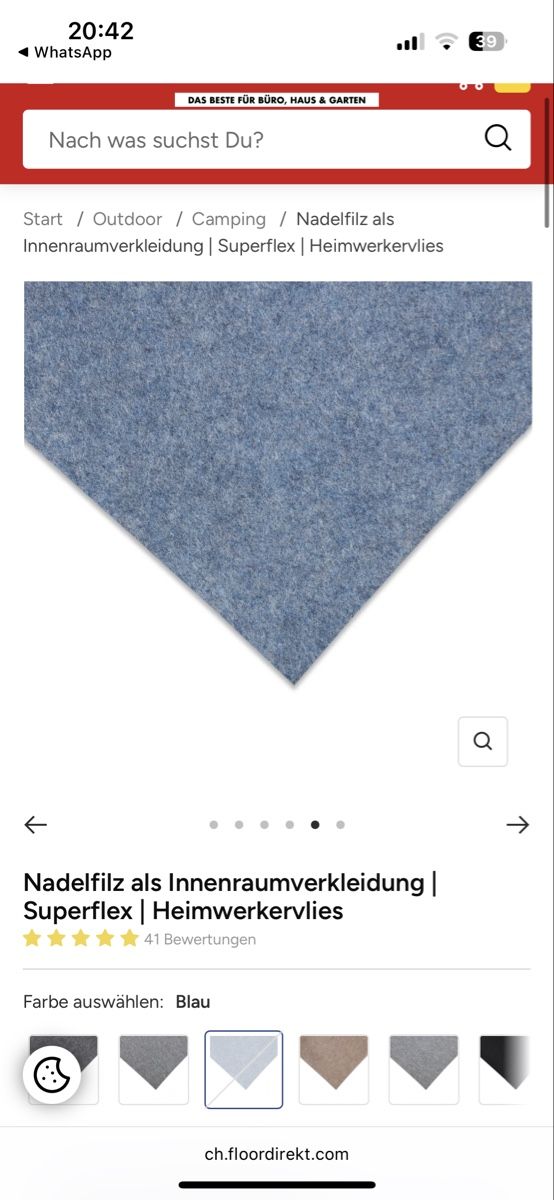 Tessuti: Nadelfilz Superflex Heimwerkerflies blau – Usato da Niederlenz venduto da lis_ly9v