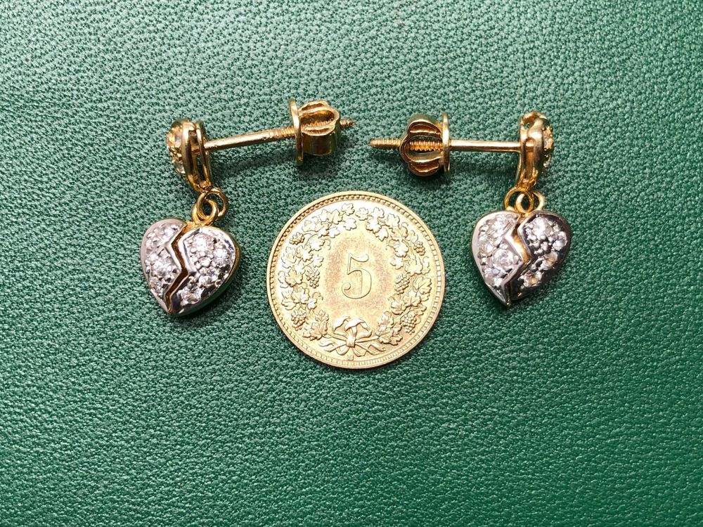 Orecchini pendenti & Orecchini a lobo: Ohrstecker "Broken Heart" aus 18 Karat Gelbgold Au 750 – Usato da Bern venduto da bombich 8
