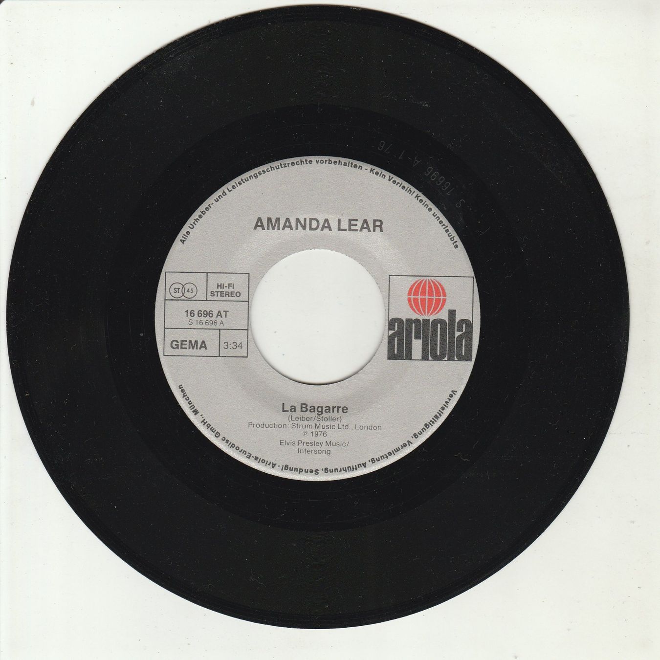 Schallplatten: Amanda Lear - La Bagarre 7" Vinyl 1976 – Gebraucht aus Tübach von JamesStone 2