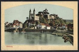 Aarburg, Ortspartie mit Kirche vom Wasse