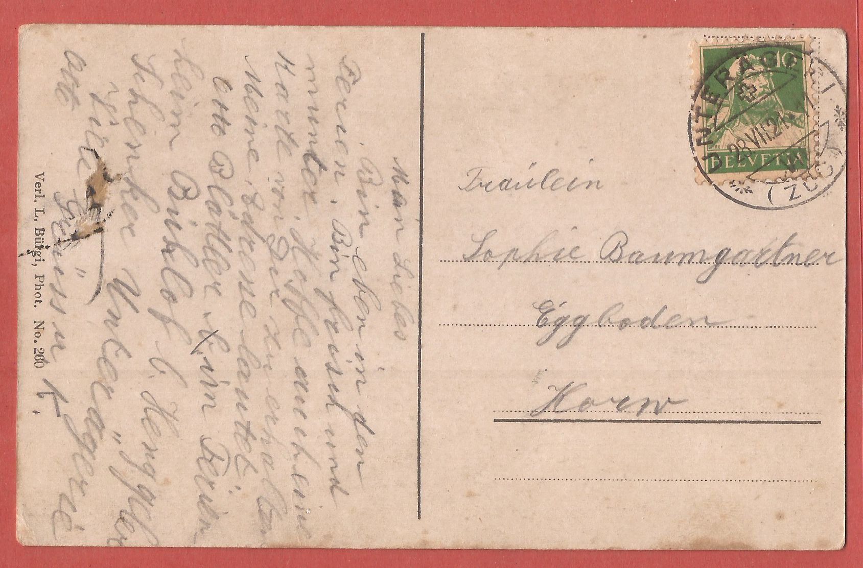 Cartoline postali: Unterägeri - 1921 – Usato da Fislisbach venduto da Porano 1