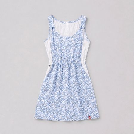 Esprit Sommerkleid weiss blau floral (Gr. S/M Knöpfe hinten)