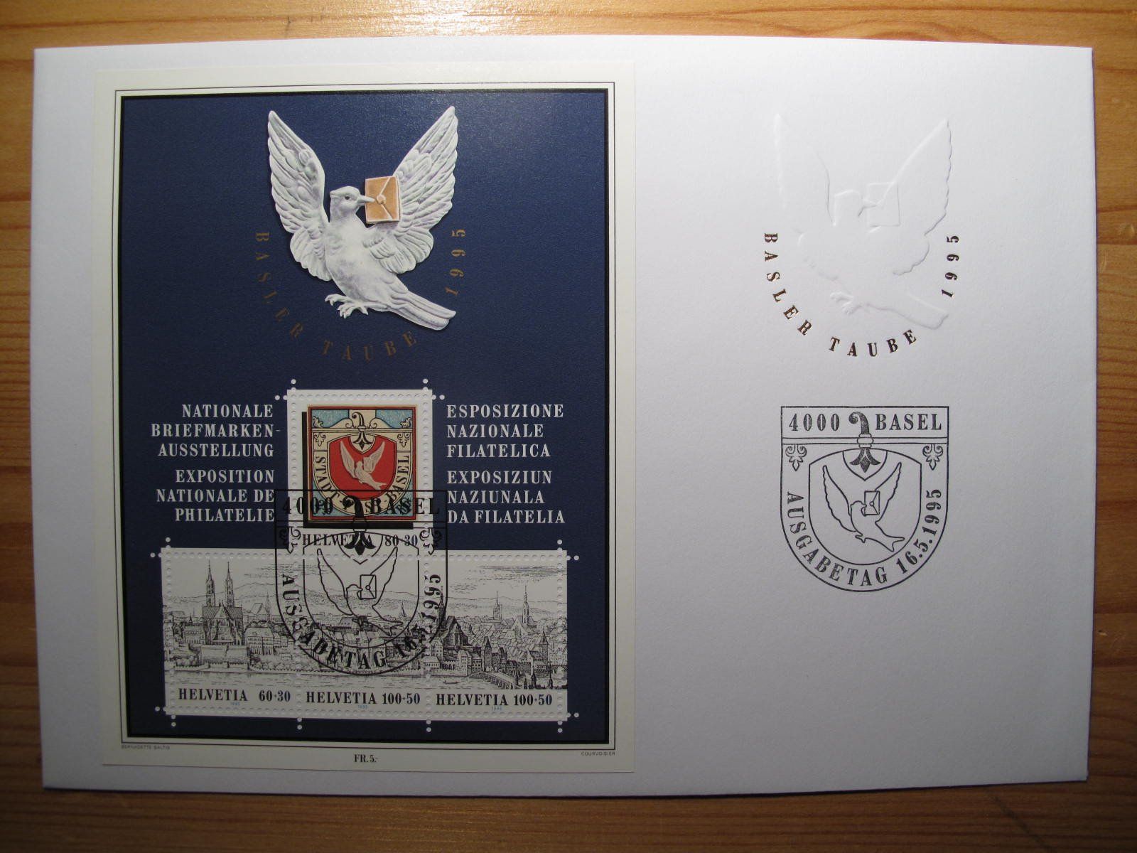 Tutti i francobolli: Schweiz FDC 1995 C5 Basler Taube – Usato da Wil SG venduto da fva01