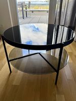 Runder Couchtisch schwarz mit Glasplatte