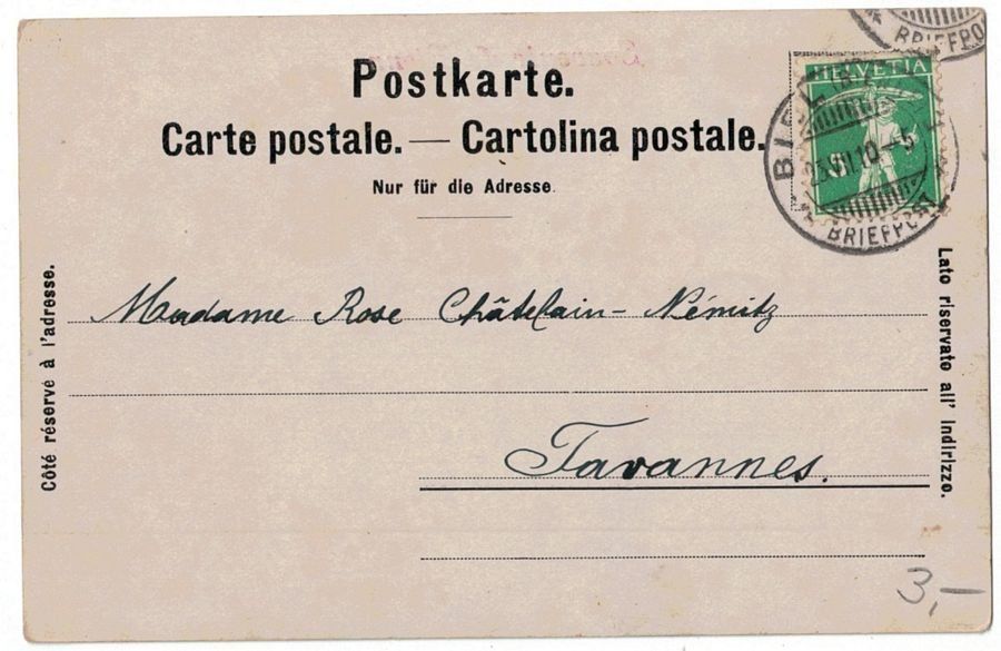 Cartoline postali: Souvenir de Bienne, circulée 1910 – Usato da Frauenfeld venduto da POML 1