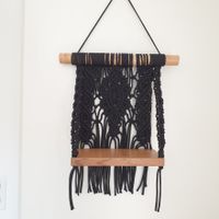 Makramee Wandregal Fach Boho Stil schwarc