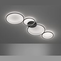 LED Deckenleuchte, Schwarz, 4 Ringe