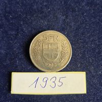 Silbermünze CH 5 Fr. von 1935