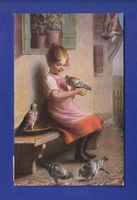 ENFANT - Jeune fille et pigeons
