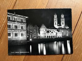 Postkarte „Zürich bei Nacht“ , datiert v. 1953
