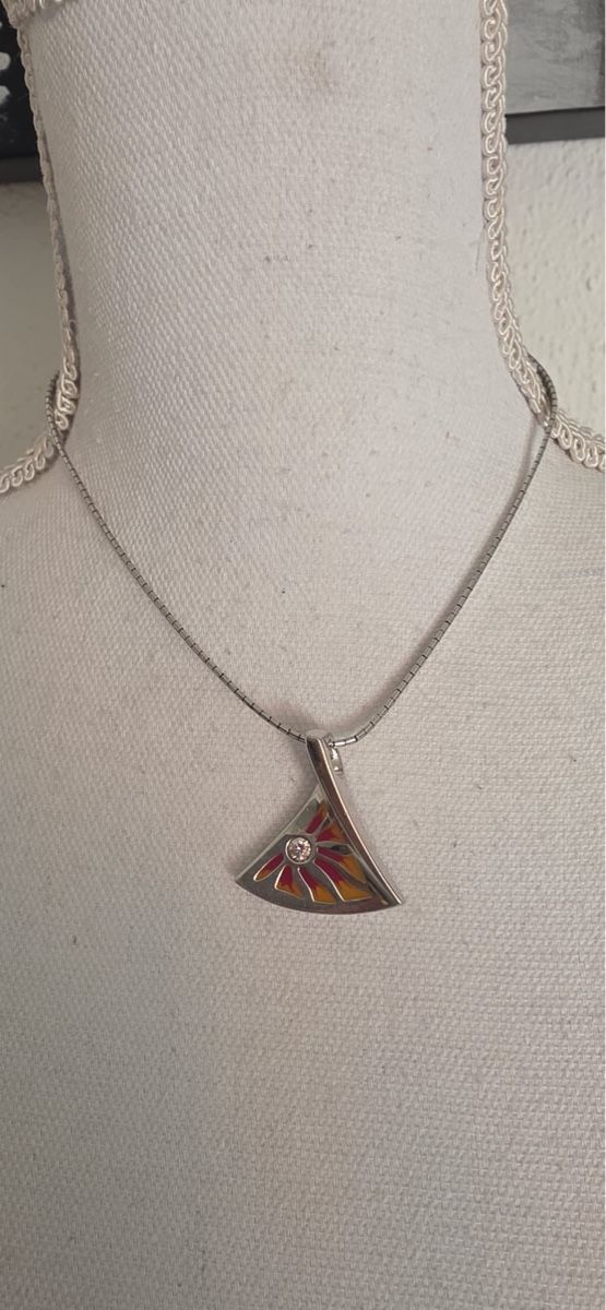 Catenine: Collier Anhänger echt Silber Emaille Stein – Usato da St. Gallen venduto da mania03