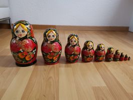 Original Matrjoschka Set 10-teilig aus Russland Holz bemalt