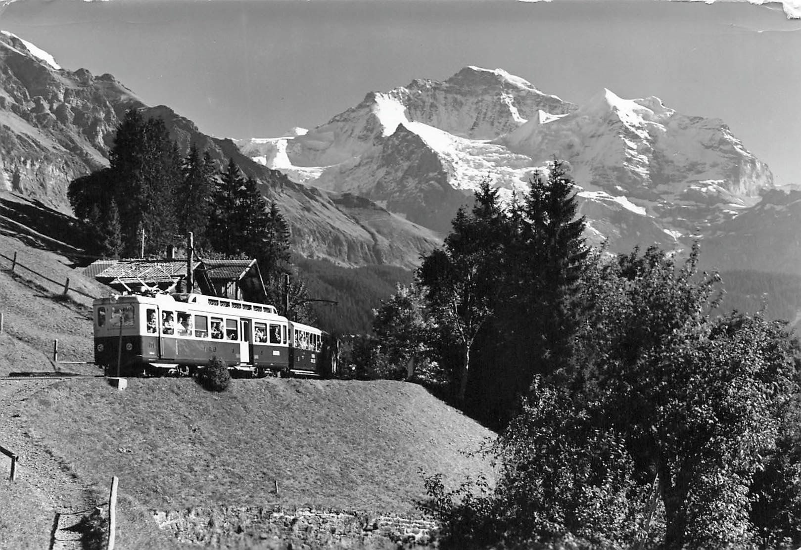 Cartoline postali: Wengen BE Wengernalpbahn Zug Panorama – Usato da Biasca venduto da Blenio71