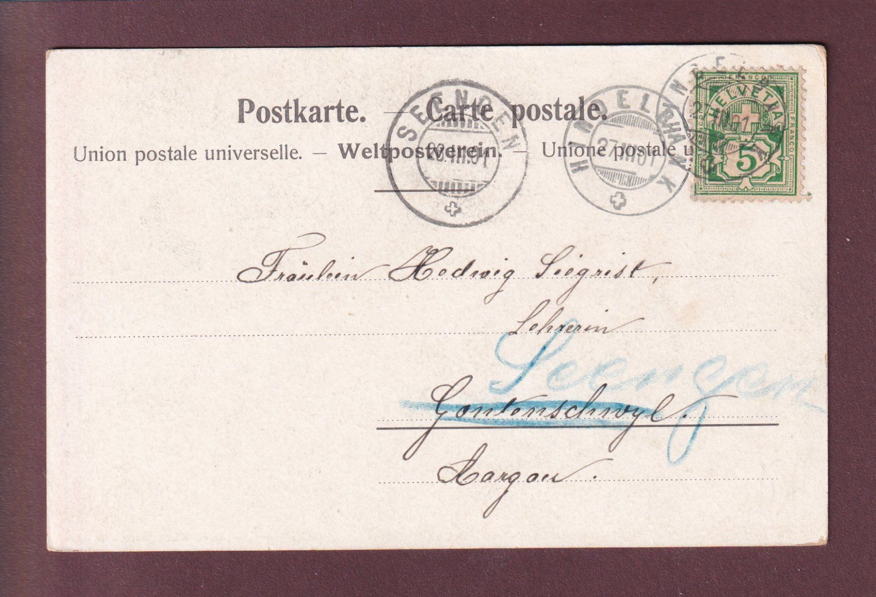 Cartoline postali: Frau mit TRACHT - 1901 – Usato da Pully venduto da nicecards 1