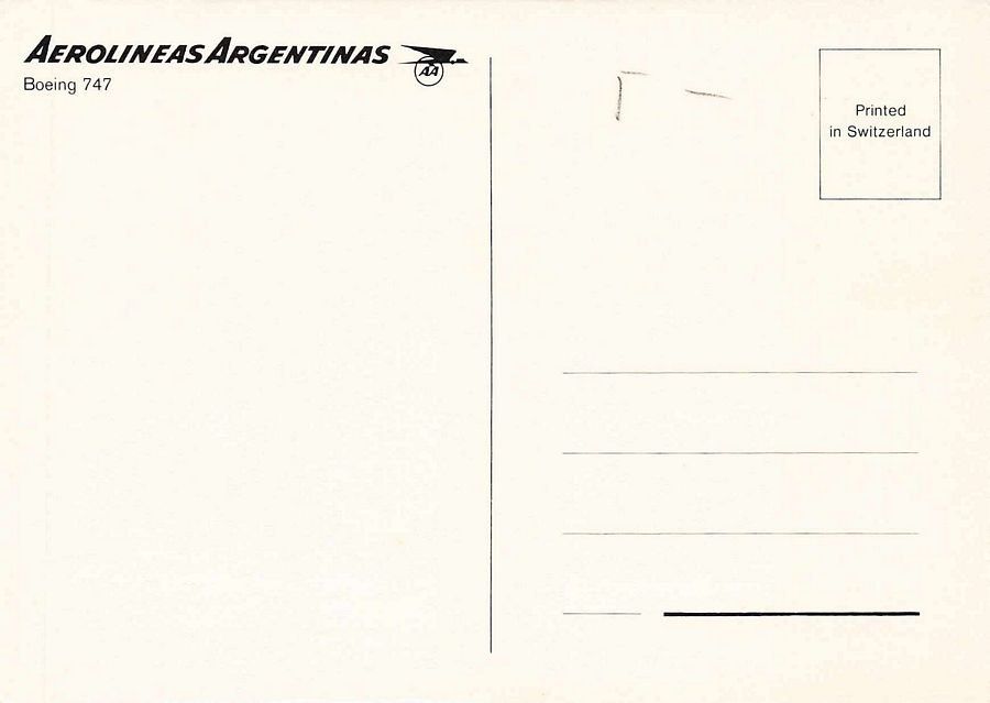 Cartoline postali: Aerolíneas Argentinas Boeing 747 – Usato da Frauenfeld venduto da POML 1