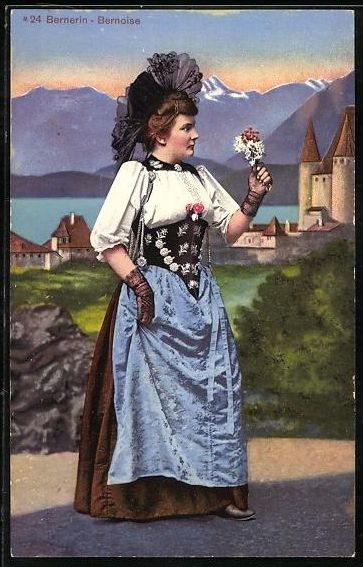 Cartes postales: AK Bernerin in Tracht mit Blumen – D'occasion à Berlin par bartko-reher