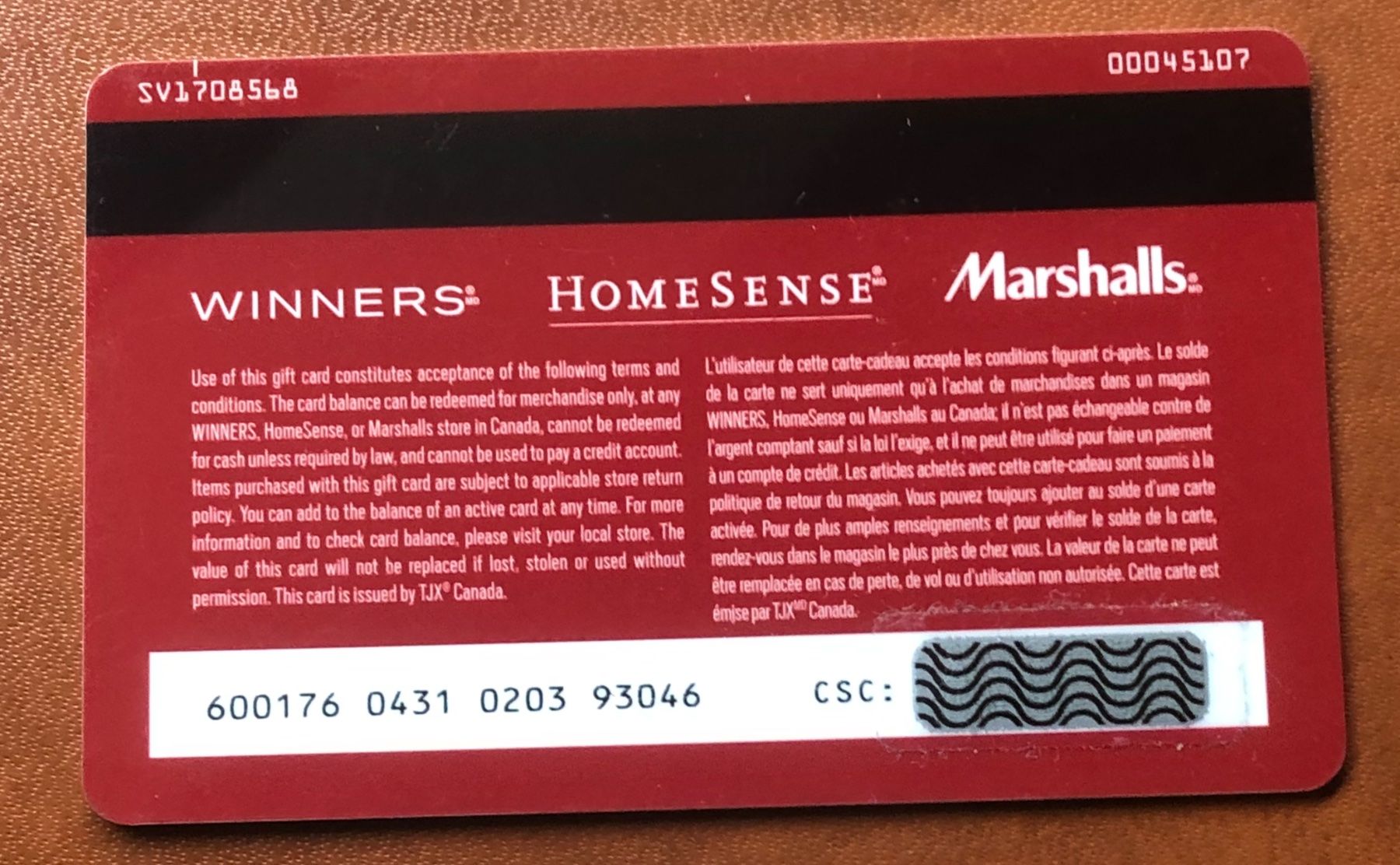 Karten: Winners/Home Sense/Marshalls Geschenkkarten – Gebraucht aus Aarau von Angi-007 1