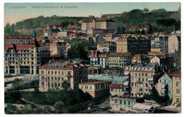 Lausanne, Place Chauderon et Beaulieu, circulée 1911