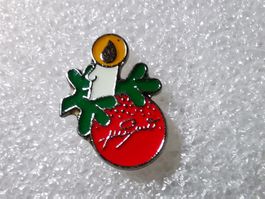 Ansteckpin 60: Weihnachtskerze und Kugel
