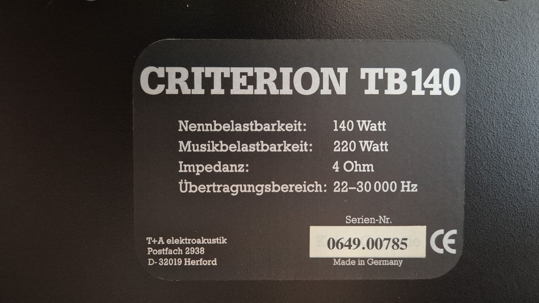T+A Haut-parleurs: 1 Paar Lautsprecher T+A TB140 – D'occasion à Regensberg par albireo72 9