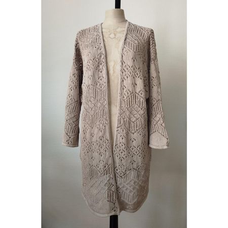 beiger Strick-Cardigan Boho