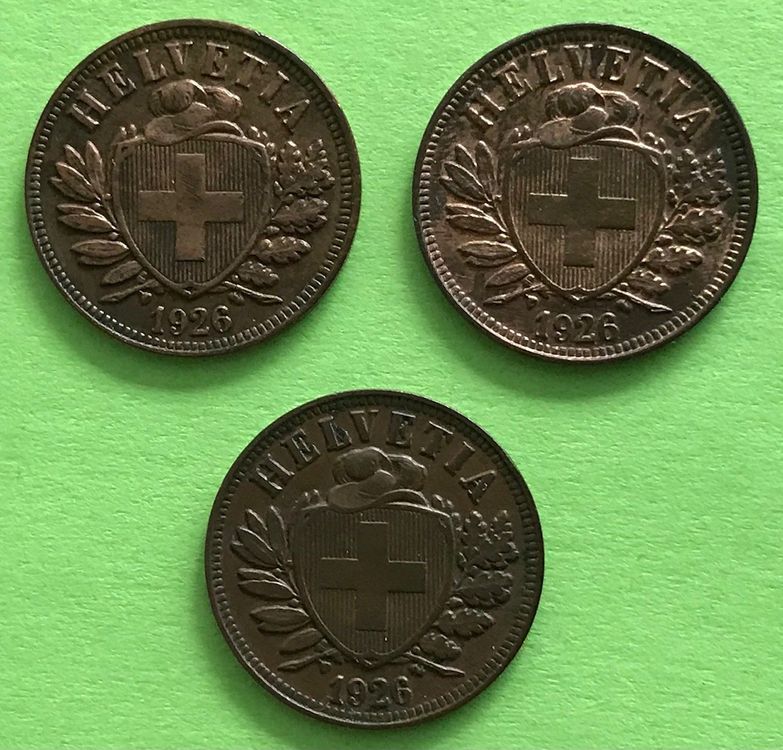 3 Schweizer 2 Rappen M nzen Mit Jahrgang Von 1926 Gebraucht In 