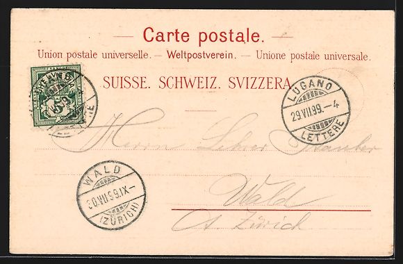 Cartoline postali: Litho Lugano, Partie der Promenade, Damp – Usato da Berlin venduto da bartko-reher 1