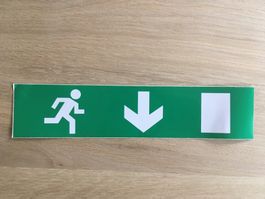 Fluchtwegkleber / Notausgangzeichen Grün Pfeil nach unten
