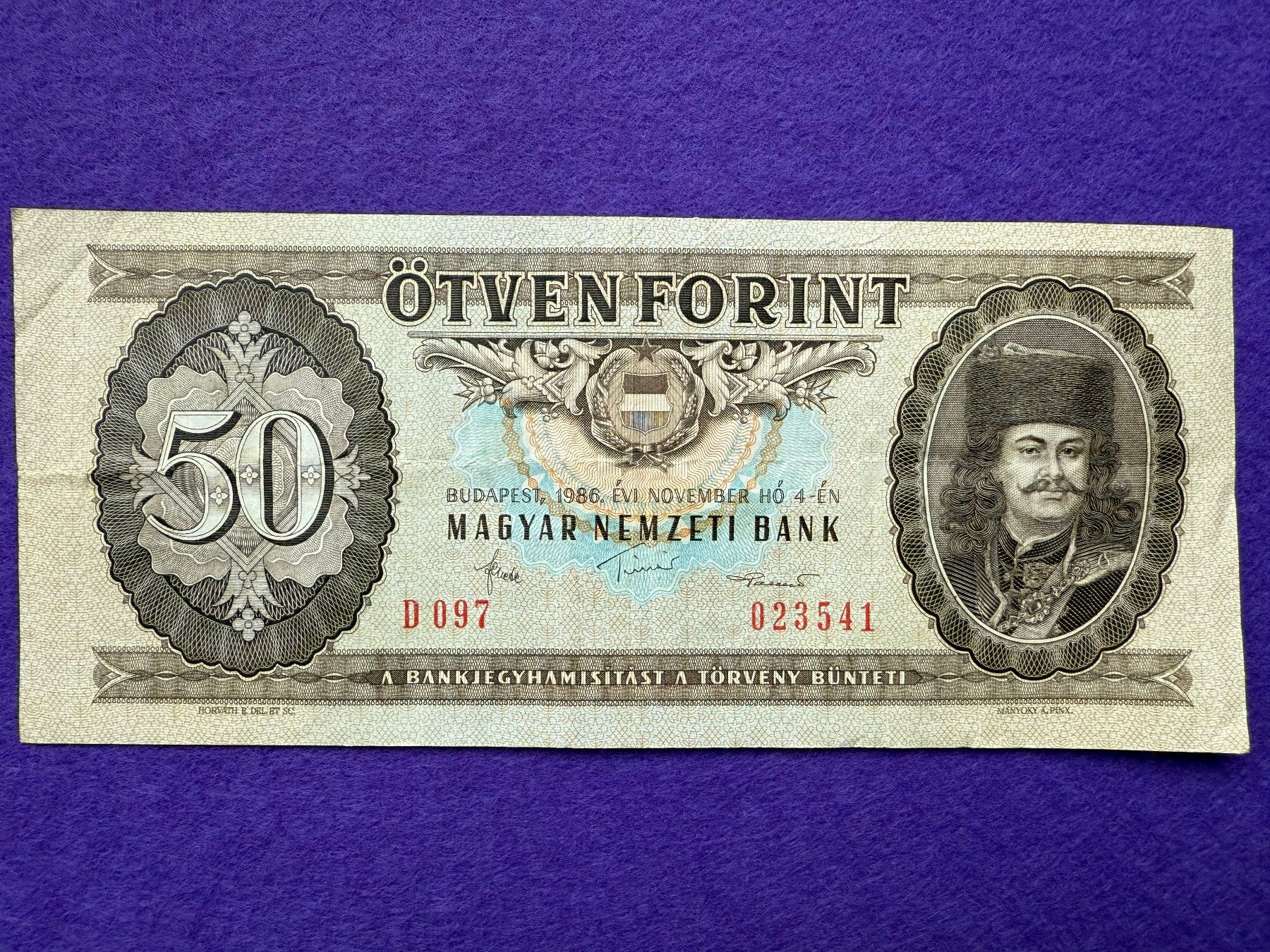 Banknoten: Budapest 1986 - Ungarn - 50 Forint – Gebraucht aus Pfäffikon SZ von Sieben77