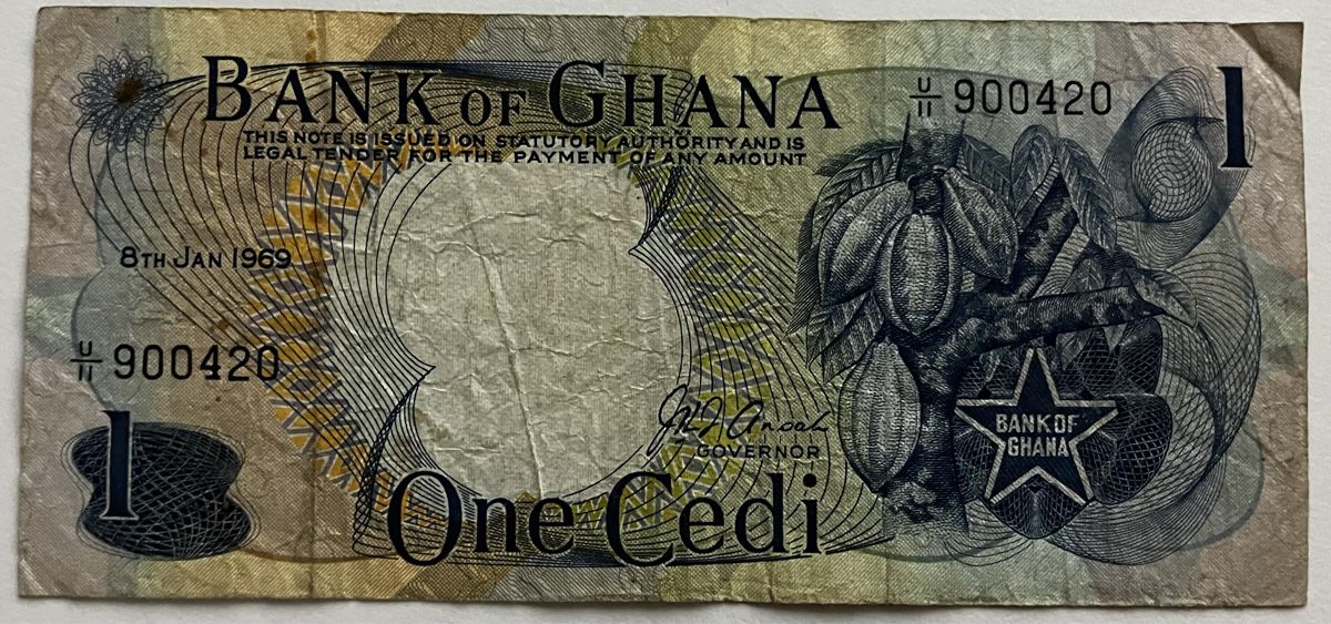 Banconote: Ghana 1 Cedi 1969 – Usato da Algetshausen venduto da Carrhard