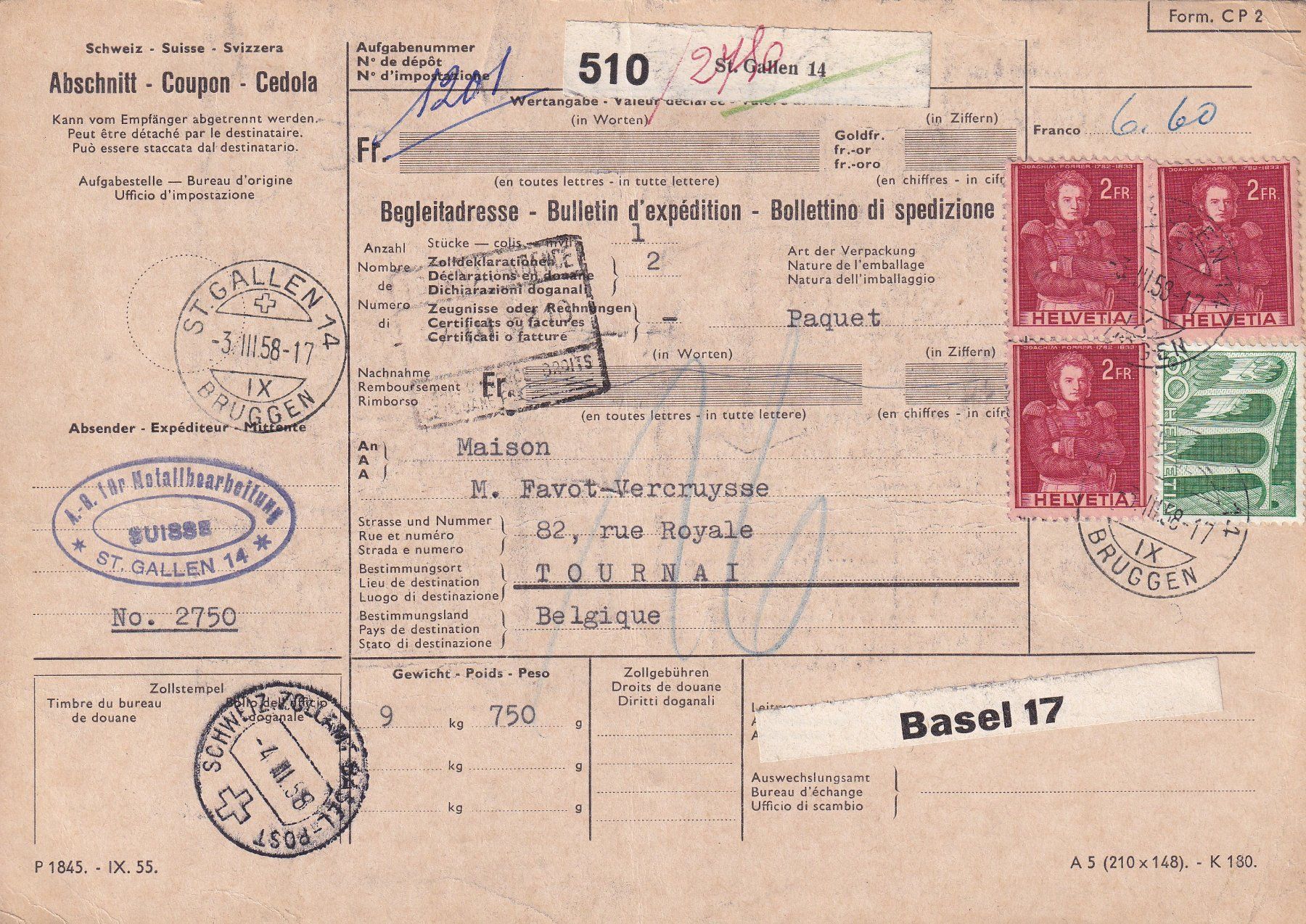 Tutti i francobolli: Begleitadresse mit Hist.Bildern 3xFr.2.--  +60Rp. – Usato da Spreitenbach venduto da Sansimark