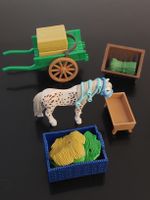 Playmobil Pony mit  Handkarren, Stroh usw.