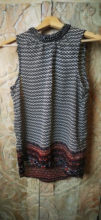 Schicke Bluse Perlenkragen / Top / Oberteil elegant Boho - S