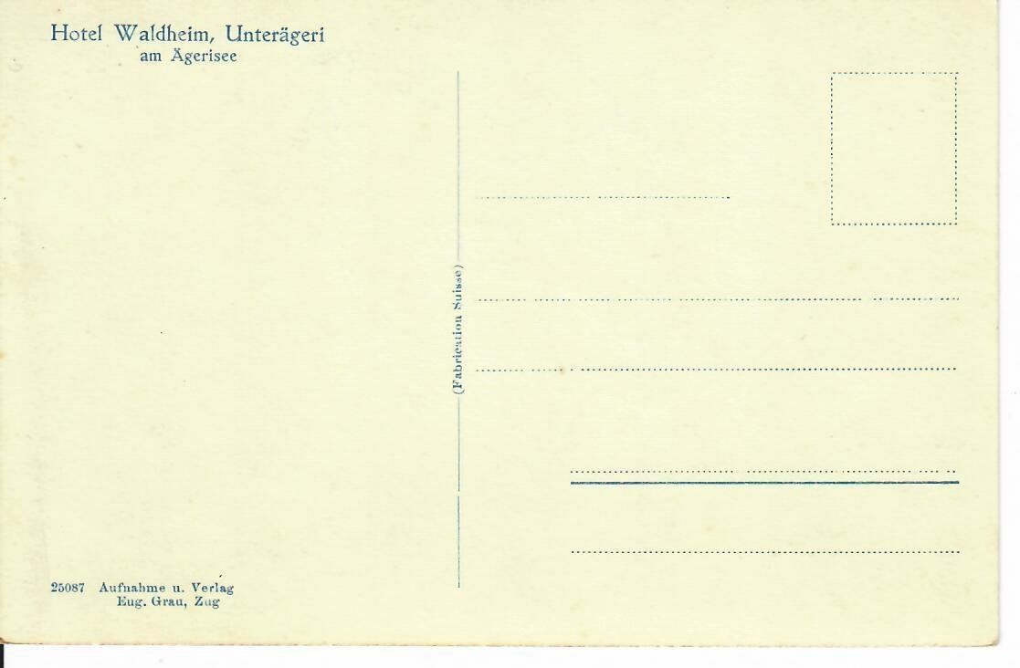 Cartoline postali: Hotel Waldheim Unterägeri – Usato da Hochdorf venduto da Ziegel-16 1