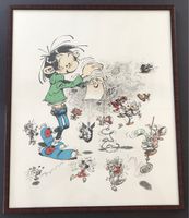 Sérigraphie original Franquin Gaston Lagaffe encadré 50 x 60