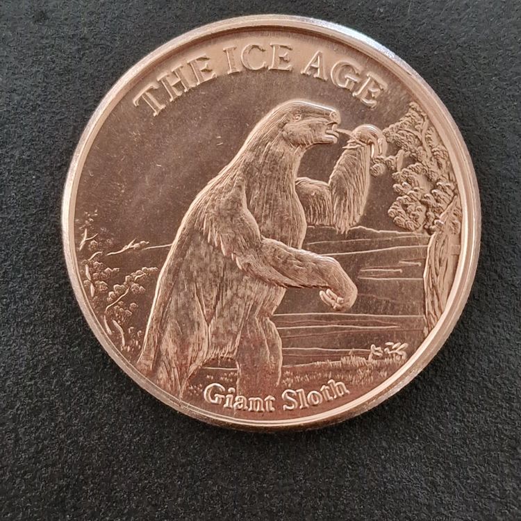 1 oz / Unze / once .999 Ice Age Giant Sloth Copper Round | Kaufen auf
