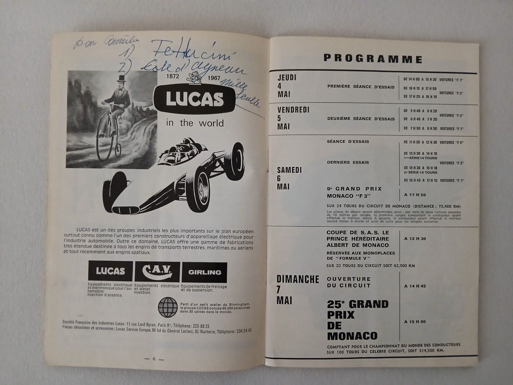 Riviste & Magazine: Programmheft Formel 1; GP Monaco 1967 – Usato da Aarburg venduto da Hktm 2