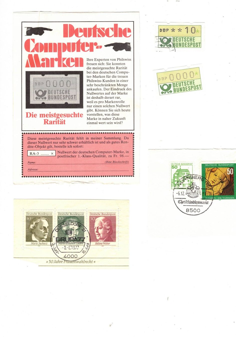 Tutti i francobolli: Deutsche Post Computer Briefmarken Rarität Blöcke – Usato da Widnau venduto da Seppl480