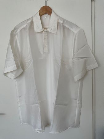Herren Seiden Hemd Gr L weiss Kurzarm NEU