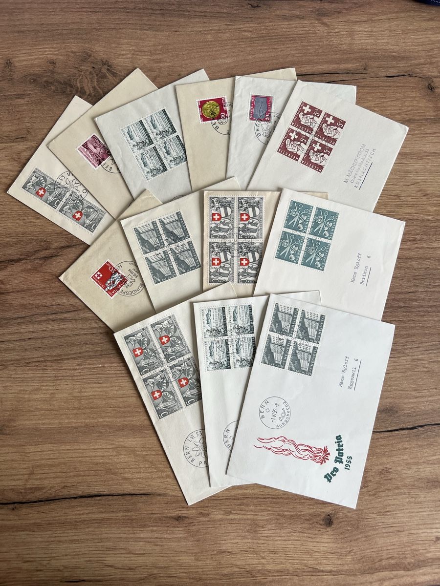 Tutti i francobolli: 13Stk. alte Pro Patria FDC ab 1952 – Usato da Braunau venduto da Desil2511