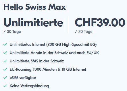 Lyca Mobile SIM Karte inkl. Hello Swiss Max | Kaufen auf Ricardo